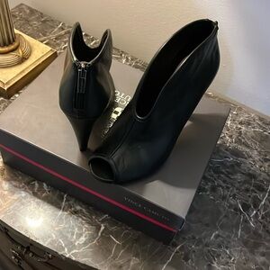 Vince Camuto size 8 1/2 black booties with an open toe leather